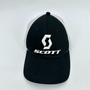 SCOTT BICYCLE Trucker Hat Black White Mesh Snap Adjust Embroidered Logo READ